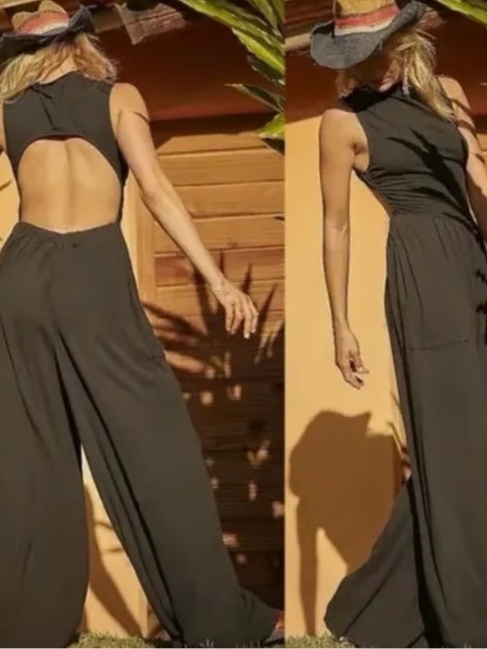 Free People Womens Black DreamJumpsuit XS Sleeveless Wide Leg FP Beach